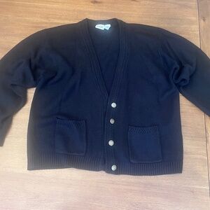 Classic Black Button-Front Cardigan Sweater